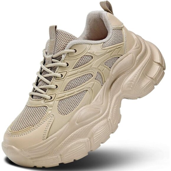 Shoes - Women's Walking Shoes Running Tennis Fashion Sneakers Athletic Workout Khaki